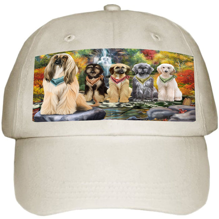 Scenic Waterfall Afghan Hounds Dog Ball Hat Cap HAT52689