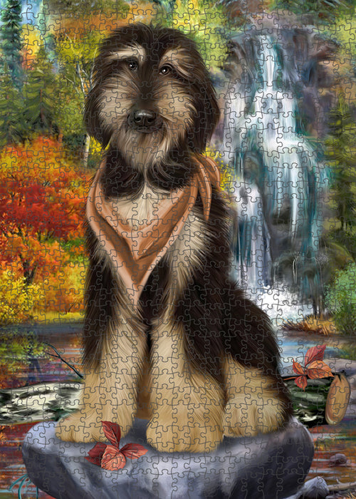 Scenic Waterfall Afghan Hound Dog Puzzle with Photo Tin PUZL52665