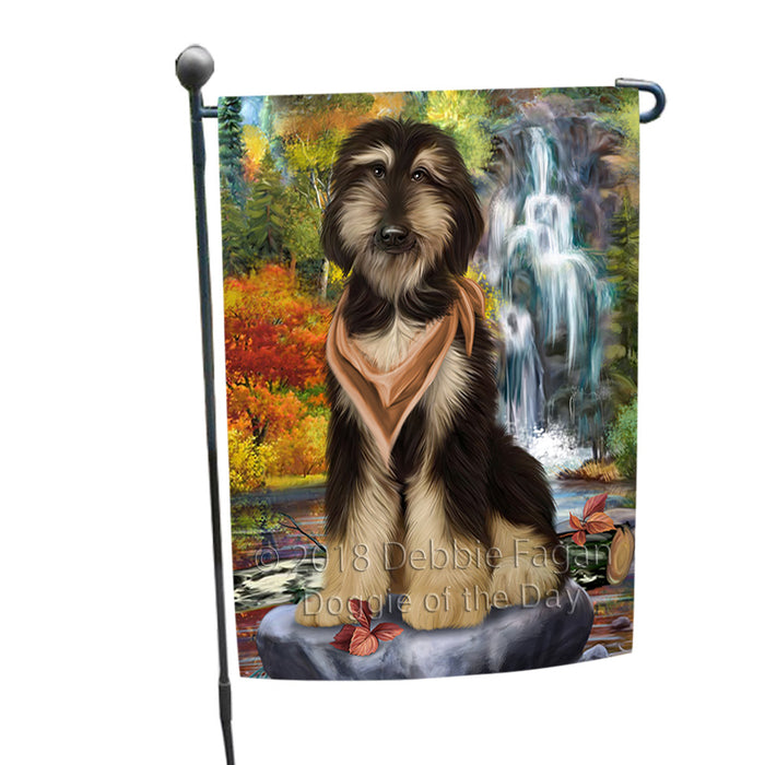 Scenic Waterfall Afghan Hound Dog Garden Flag GFLG49482