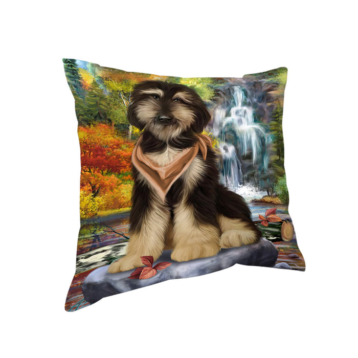 Scenic Waterfall Afghan Hound Dog Pillow PIL54468