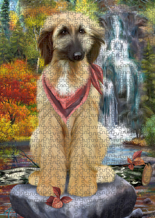 Scenic Waterfall Afghan Hound Dog Puzzle with Photo Tin PUZL52668