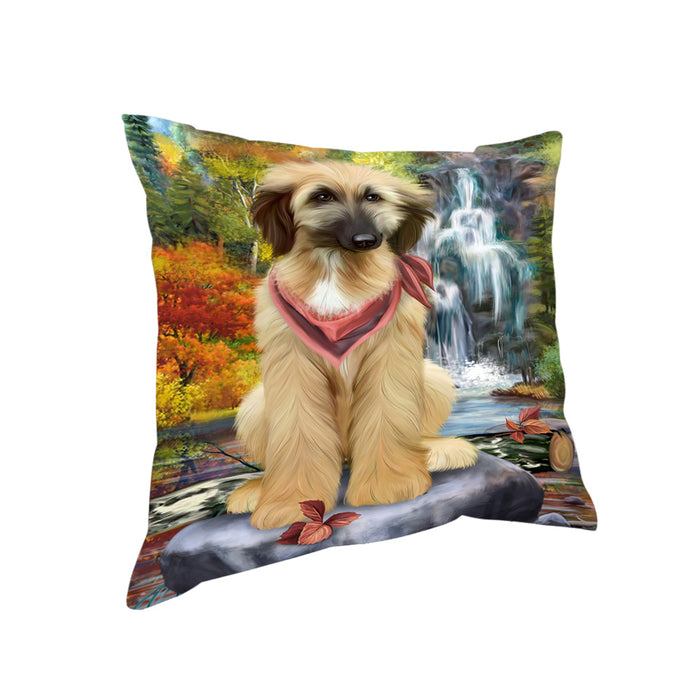 Scenic Waterfall Afghan Hound Dog Pillow PIL54472
