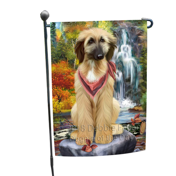 Scenic Waterfall Afghan Hound Dog Garden Flag GFLG49483