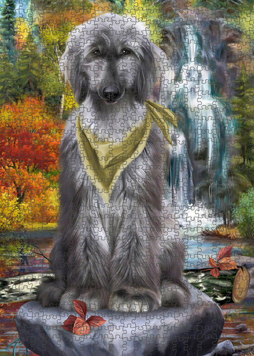 Scenic Waterfall Afghan Hound Dog Puzzle with Photo Tin PUZL52671