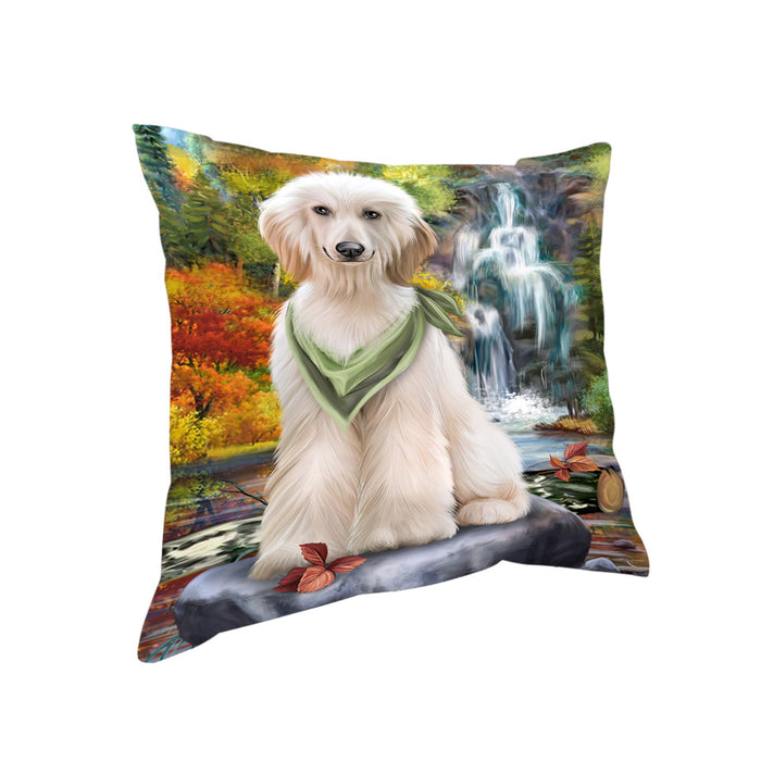 Scenic Waterfall Afghan Hound Dog Pillow PIL54480