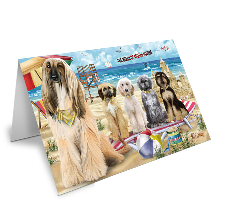 Pet Friendly Beach Afghan Hounds Dog Handmade Artwork Assorted Pets Greeting Cards and Note Cards with Envelopes for All Occasions and Holiday Seasons GCD53852