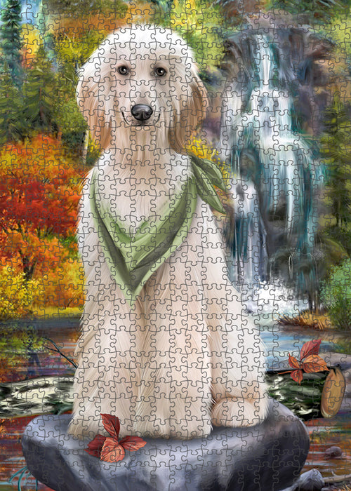 Scenic Waterfall Afghan Hound Dog Puzzle with Photo Tin PUZL52674