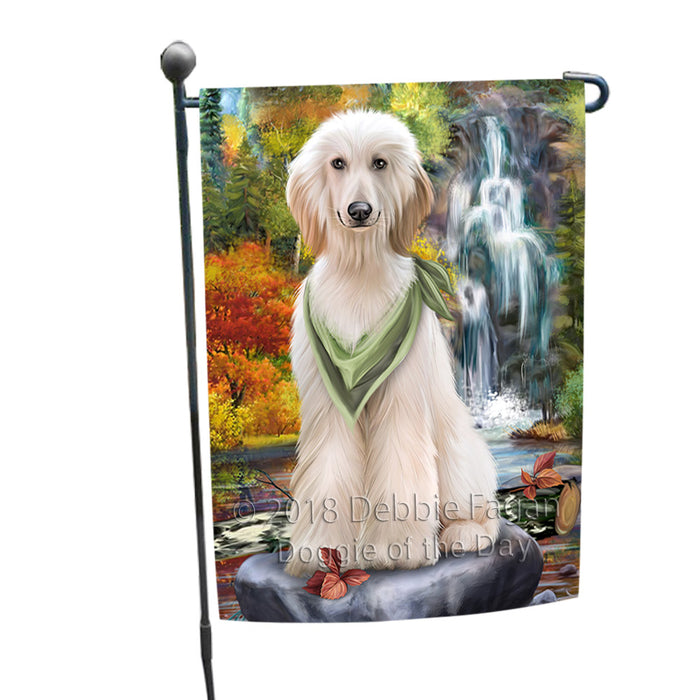 Scenic Waterfall Afghan Hound Dog Garden Flag GFLG49485