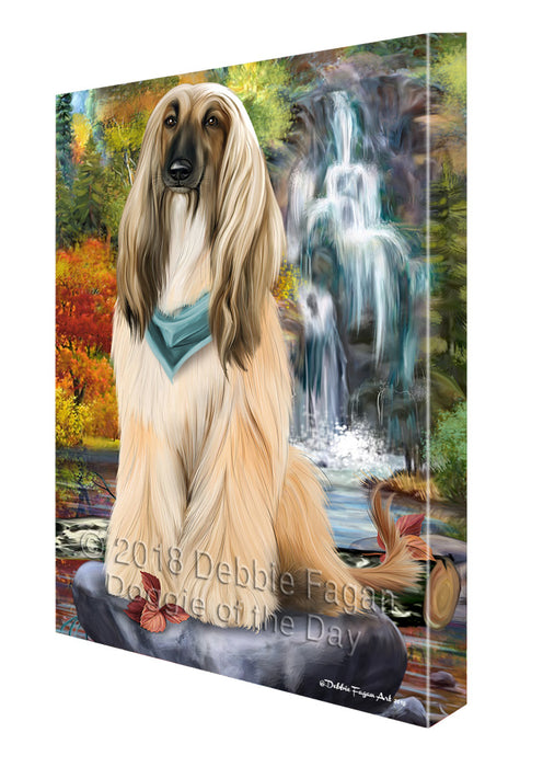 Scenic Waterfall Afghan Hound Dog Canvas Wall Art CVS62656