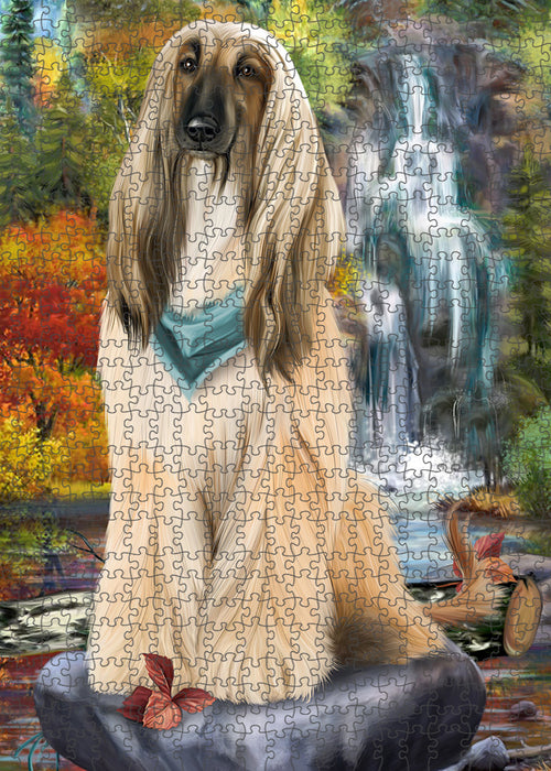 Scenic Waterfall Afghan Hound Dog Puzzle with Photo Tin PUZL52677