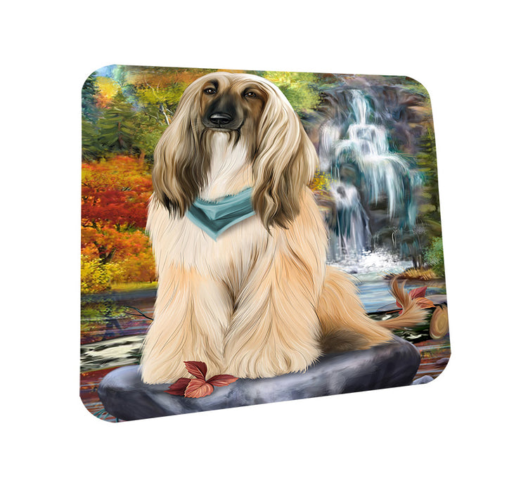 Scenic Waterfall Afghan Hound Dog Coasters Set of 4 CST49566