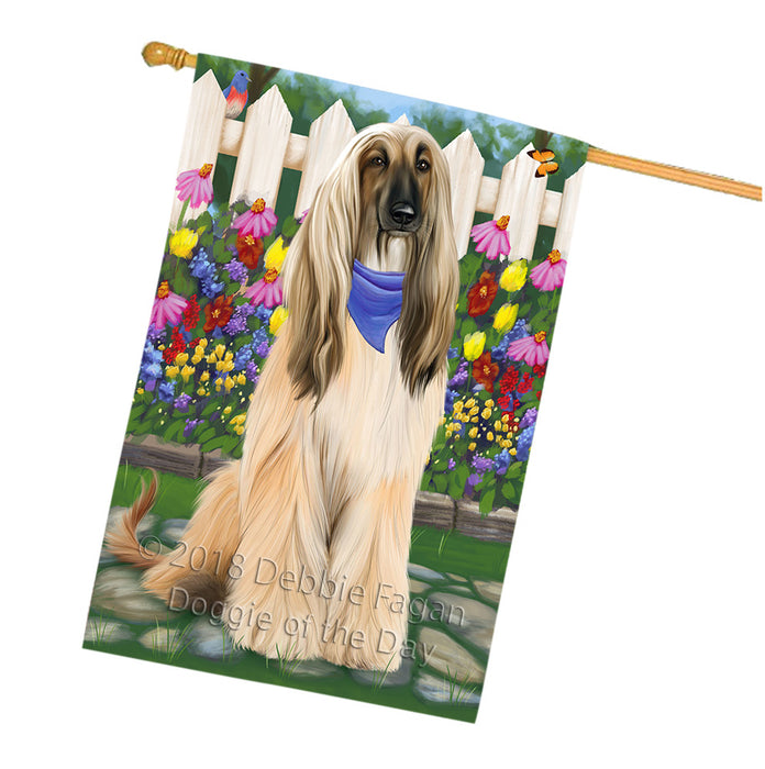 Spring Floral Afghan Hound Dog House Flag FLG52299