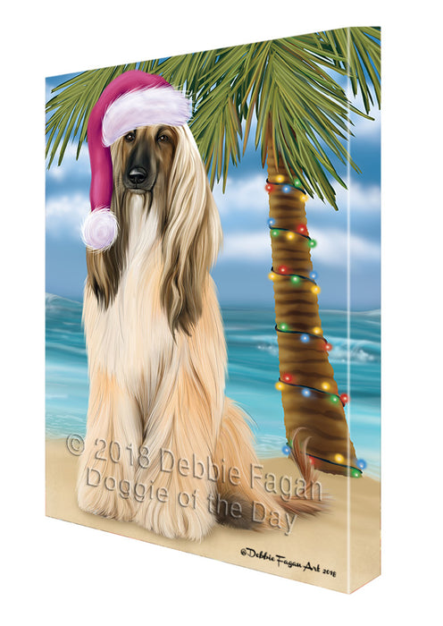 Summertime Happy Holidays Christmas Afghan Hound Dog on Tropical Island Beach Canvas Print Wall Art Décor CVS108521