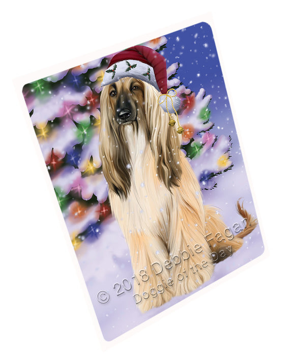 Winterland Wonderland Afghan Hound Dog In Christmas Holiday Scenic Background Large Refrigerator / Dishwasher Magnet RMAG83184