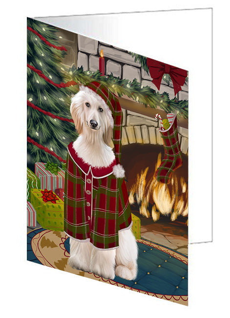 The Stocking was Hung Malti Tzu Dog Handmade Artwork Assorted Pets Greeting Cards and Note Cards with Envelopes for All Occasions and Holiday Seasons GCD70616