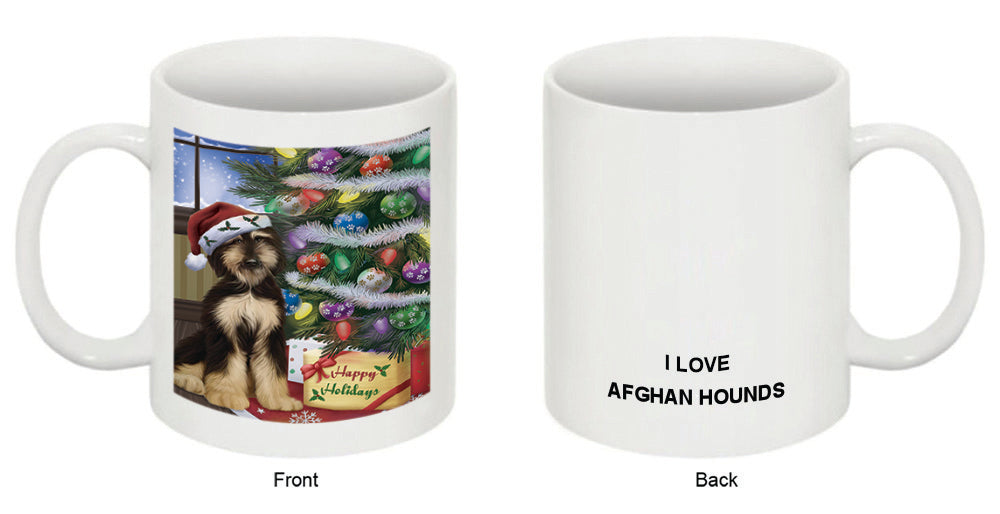 Christmas Happy Holidays Afghan Hound Dog with Tree and Presents Coffee Mug MUG48827