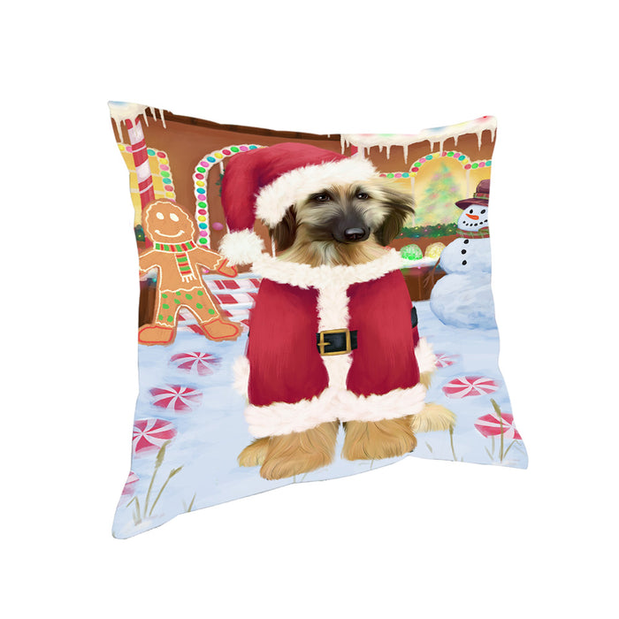 Christmas Gingerbread House Candyfest Afghan Hound Dog Pillow PIL78760