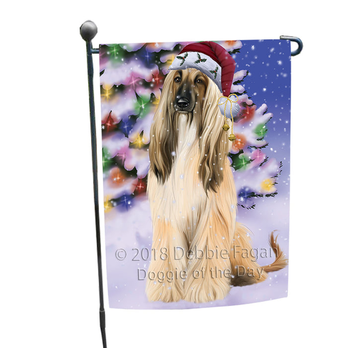 Winterland Wonderland Afghan Hound Dog In Christmas Holiday Scenic Background Garden Flag GFLG53779