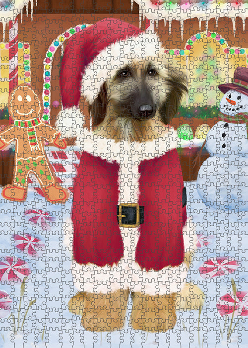 Christmas Gingerbread House Candyfest Afghan Hound Dog Puzzle with Photo Tin PUZL92668