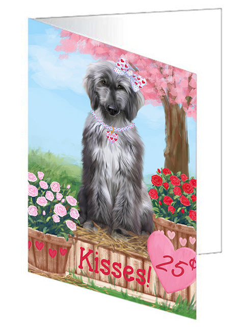 Rosie 25 Cent Kisses Afghan Hound Dog Handmade Artwork Assorted Pets Greeting Cards and Note Cards with Envelopes for All Occasions and Holiday Seasons GCD71768