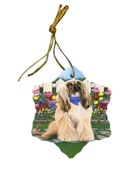 Spring Floral Afghan Hound Dog Star Porcelain Ornament SPOR52209