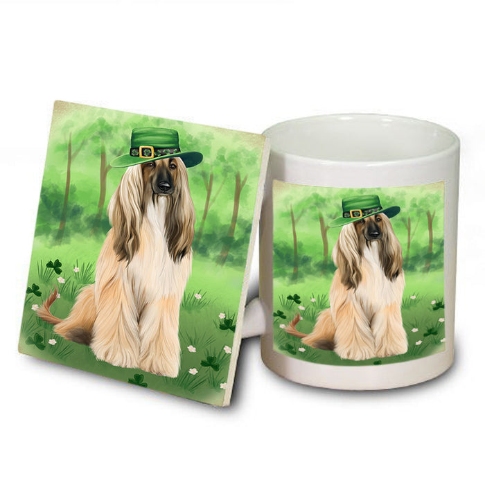 St. Patricks Day Irish Portrait Afghan Hound Dog Mug and Coaster Set MUC56950