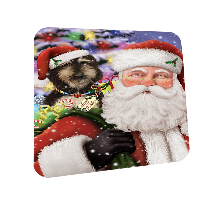 Santa Carrying Afghan Hound Dog and Christmas Presents Coasters Set of 4 CST53618