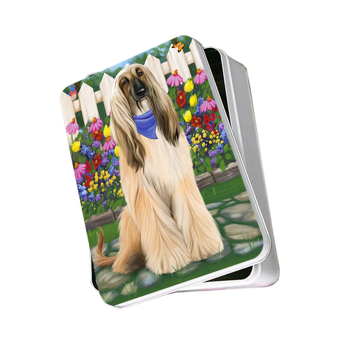 Spring Floral Afghan Hound Dog Photo Storage Tin PITN52218