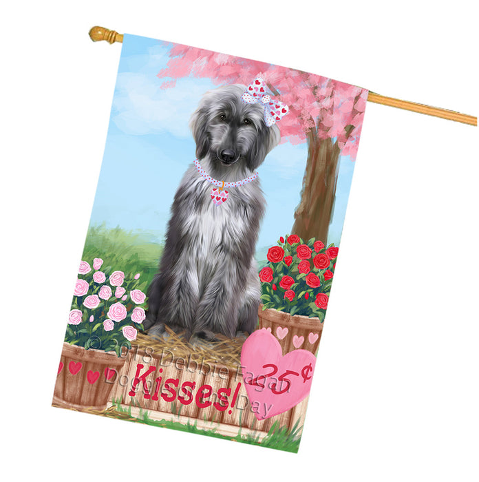 Rosie 25 Cent Kisses Afghan Hound Dog House Flag FLG56435