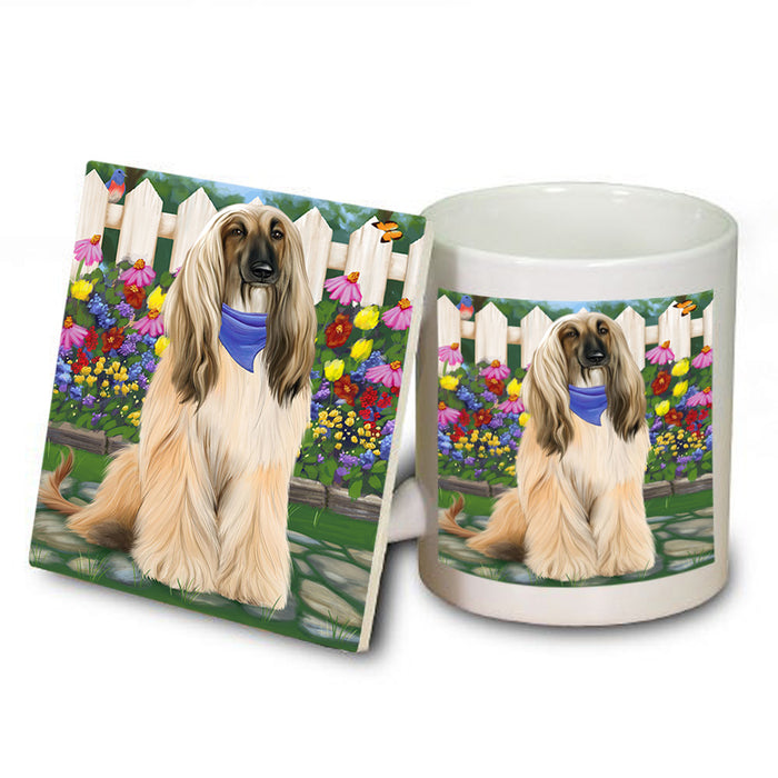 Spring Floral Afghan Hound Dog Mug and Coaster Set MUC52158