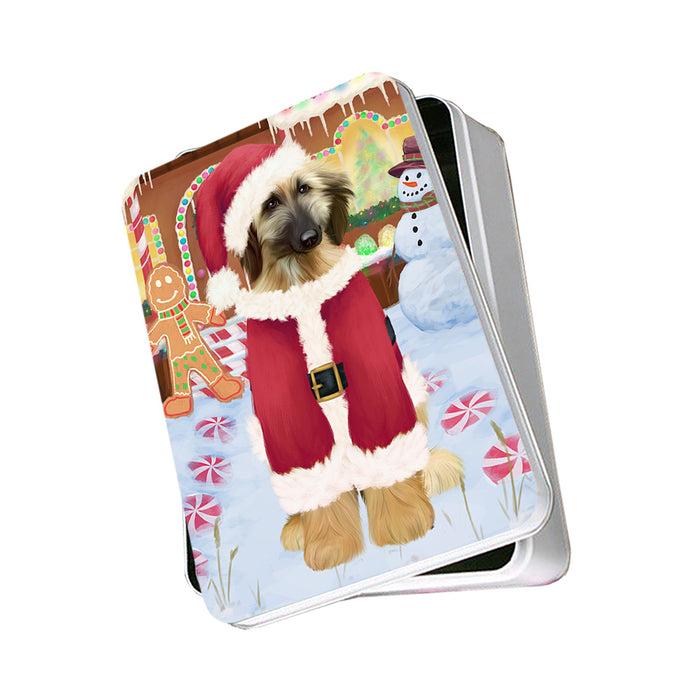 Christmas Gingerbread House Candyfest Afghan Hound Dog Photo Storage Tin PITN56036