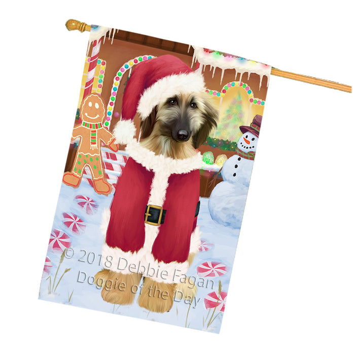 Christmas Gingerbread House Candyfest Afghan Hound Dog House Flag FLG56801