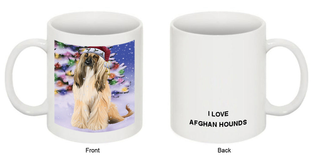 Winterland Wonderland Afghan Hound Dog In Christmas Holiday Scenic Background Coffee Mug MUG49115