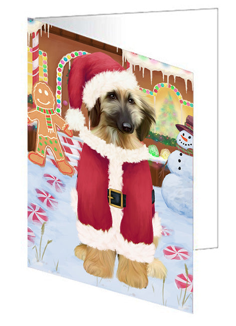 Christmas Gingerbread House Candyfest Afghan Hound Dog Handmade Artwork Assorted Pets Greeting Cards and Note Cards with Envelopes for All Occasions and Holiday Seasons GCD72866