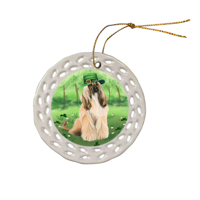 St. Patricks Day Irish Portrait Afghan Hound Dog Ceramic Doily Ornament DPOR57898