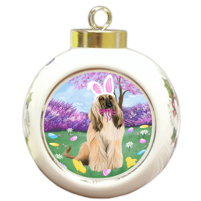 Easter Holiday Afghan Hound Dog Round Ball Christmas Ornament RBPOR57255