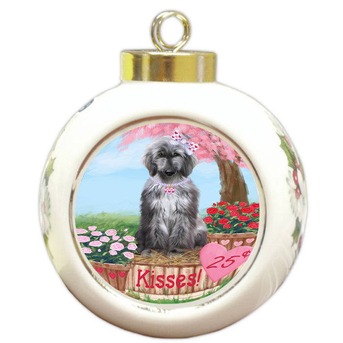Rosie 25 Cent Kisses Afghan Hound Dog Round Ball Christmas Ornament RBPOR56107