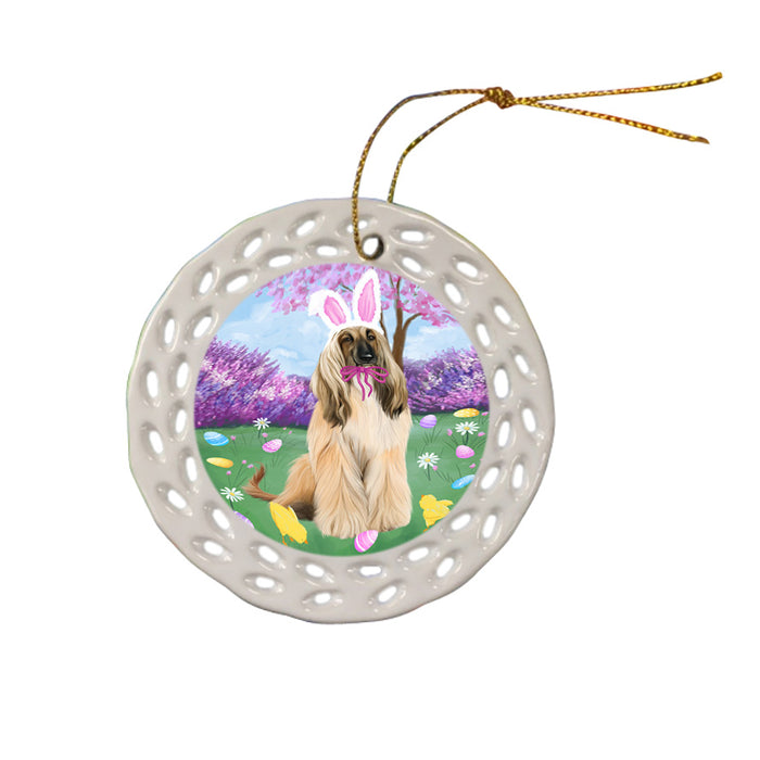 Easter Holiday Afghan Hound Dog Ceramic Doily Ornament DPOR57255