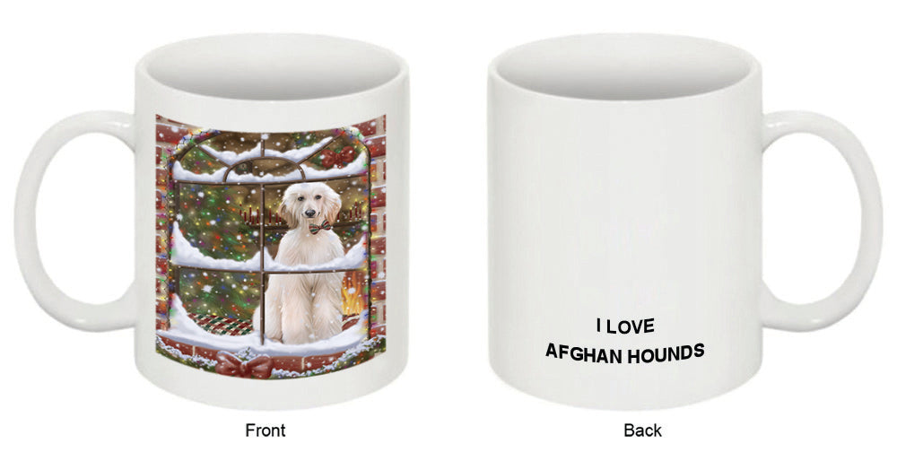 Please Come Home For Christmas Afghan Hound Dog Sitting In Window Coffee Mug MUG49001