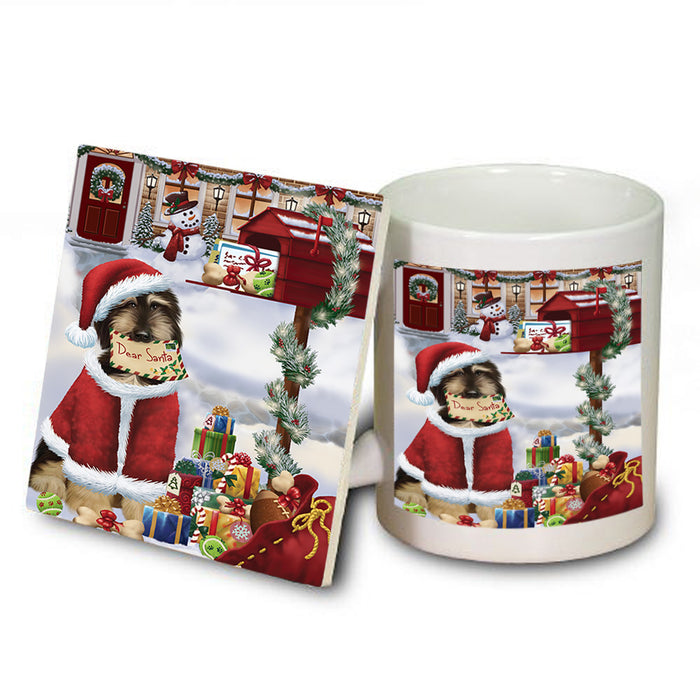 Afghan Hound Dog Dear Santa Letter Christmas Holiday Mailbox Mug and Coaster Set MUC53502