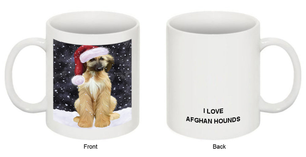 Let it Snow Christmas Holiday Afghan Hound Dog Wearing Santa Hat Coffee Mug MUG49663