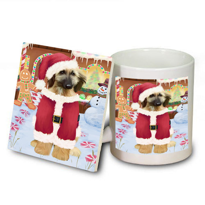 Christmas Gingerbread House Candyfest Afghan Hound Dog Mug and Coaster Set MUC56109
