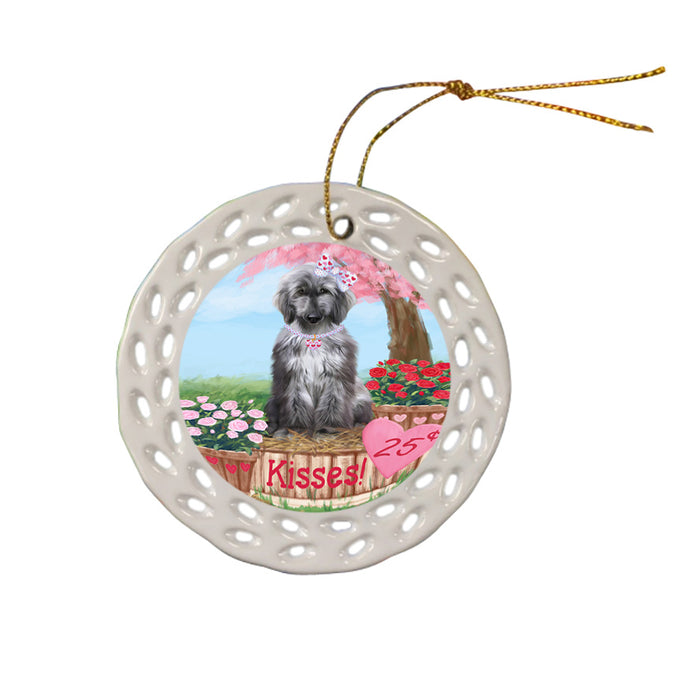 Rosie 25 Cent Kisses Afghan Hound Dog Ceramic Doily Ornament DPOR56107