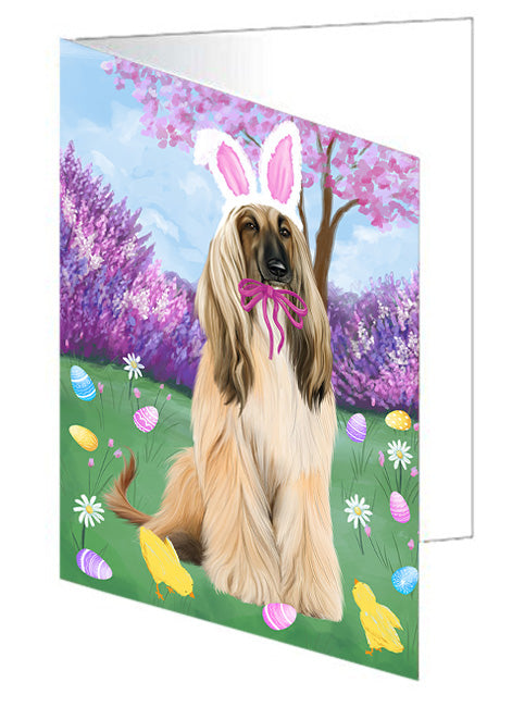 Easter Holiday Afghan Hound Dog Handmade Artwork Assorted Pets Greeting Cards and Note Cards with Envelopes for All Occasions and Holiday Seasons GCD76076