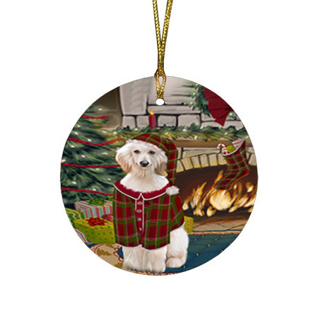 The Stocking was Hung Afghan Hound Dog Round Flat Christmas Ornament RFPOR55500