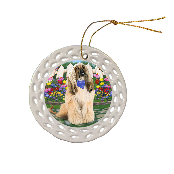 Spring Floral Afghan Hound Dog Ceramic Doily Ornament DPOR52218
