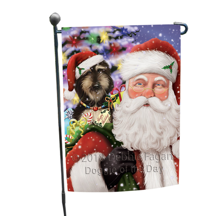 Santa Carrying Afghan Hound Dog and Christmas Presents Garden Flag GFLG53722