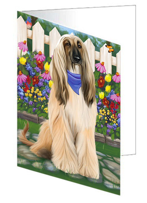 Spring Floral Afghan Hound Dog Handmade Artwork Assorted Pets Greeting Cards and Note Cards with Envelopes for All Occasions and Holiday Seasons GCD60683