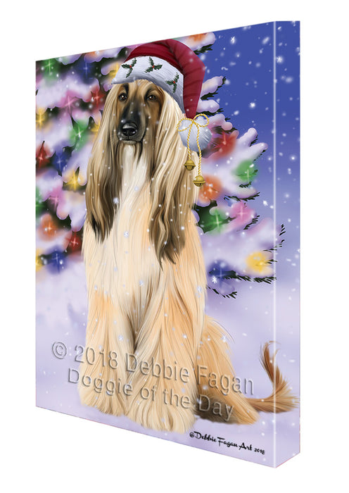 Winterland Wonderland Afghan Hound Dog In Christmas Holiday Scenic Background Canvas Print Wall Art Décor CVS101303