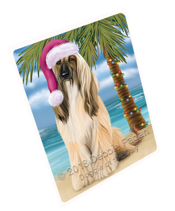 Summertime Happy Holidays Christmas Afghan Hound Dog on Tropical Island Beach Large Refrigerator / Dishwasher Magnet RMAG87996